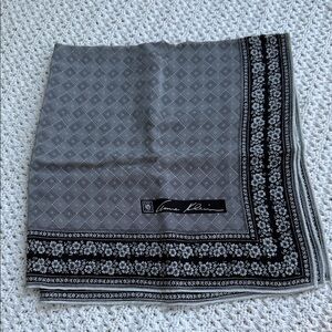 Gray and Black Patterned Silk Scarf